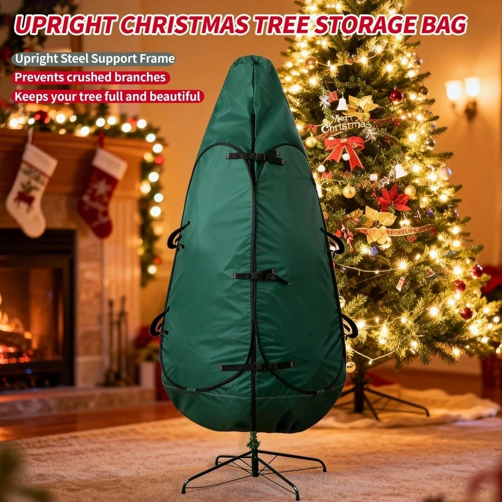 Upright Christmas Tree Storage Bag for 5-7.5 Ft Trees Steel Frame Carry‎ Handles
